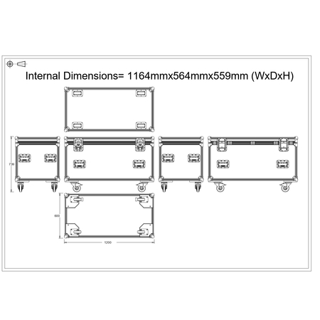 Euro Style Road Trunk Cable Trunk Flight Case (1164mm)